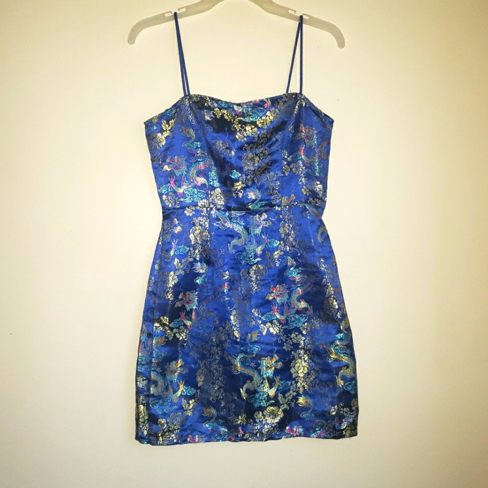 Shein XS blue dragon dress